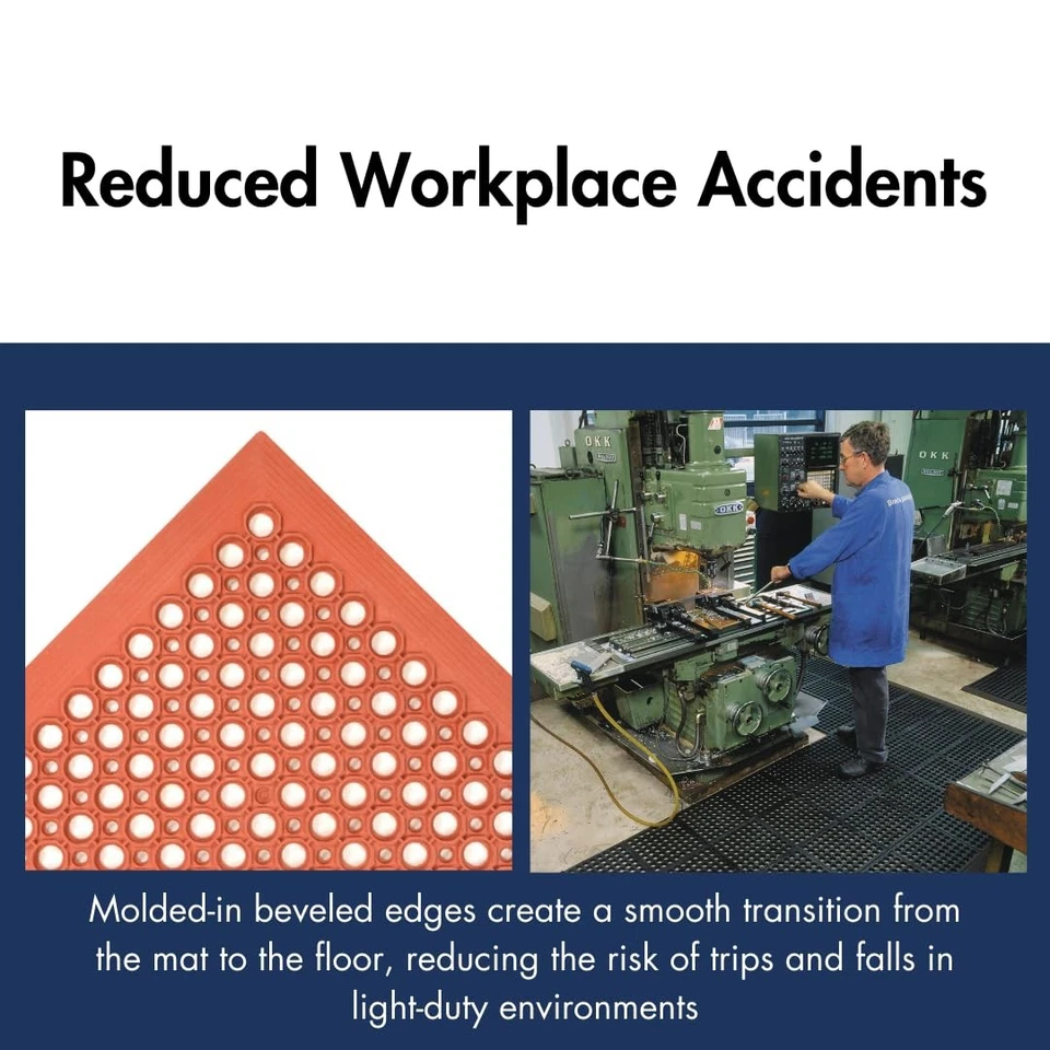 Tapete de borracha leve antifadiga 3' x 3' restaurante com drenagem Ho... - Imagem 4 de 4