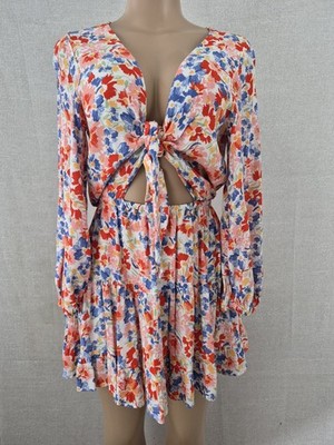 L* Espace Women Dress Size M Floral Print Short Sleeve