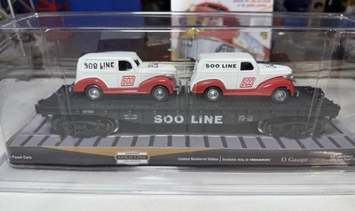 #ad Menards 279 3052 SOO Line Flatcar W 2 Panel Cars Gold Line Collection LN $24.95