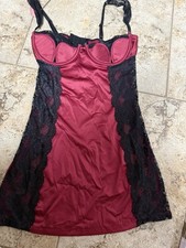 Vintage Medium Fredrick  s Of Hollywood Red Slip Dress Gown Lingerie Lacy