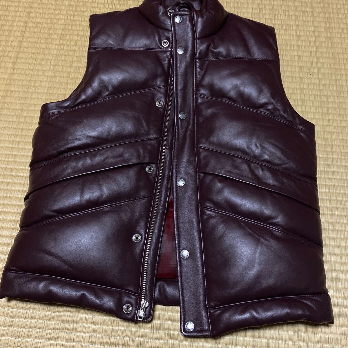 Gilet Supreme en duvet en cuir tout cuir gilet 09AW cuir gilet bouffant 100 agneau L