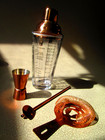 Cocktail Shaker with Bronze Rose Gold Color Metal Complete Accessories Modern