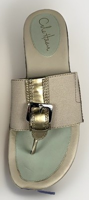 Cole Haan Air Womens Donna Gold Silver Thong Wedge Buckle Sandal Heel, 9.5AA