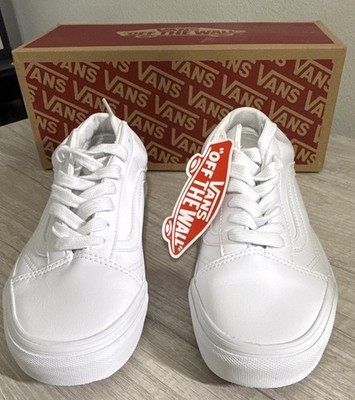 VANS Old Skool True White Faux Leather Sneakers New in Box Men s 5.5 Women s 7