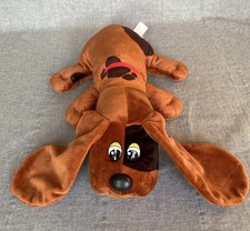 2019 Pound Puppy Plush Dog 18" Dark Brown Black Spots in Good Condition