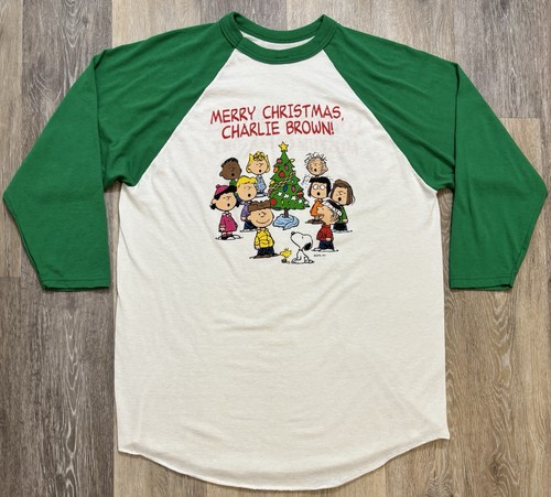 Louisville Slugger Charlie Brown Raglan Baseball Shirt Large Peanuts Christmas