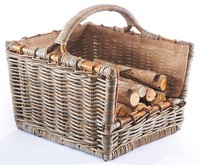 Holztrage Kaminholzkorb Holzkorb Rattan Grau Mit Abnehmbarem Jutestoff Mit Griff
