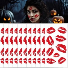 12 Sheets Kiss Tattoos Temporary Stickers, 108 Pcs Red Kiss Lip Print Waterpr...