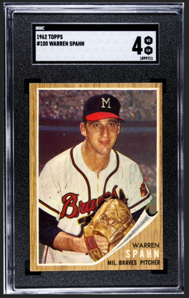 1962 TOPPS WARREN SPAHN  #100  SGC 4