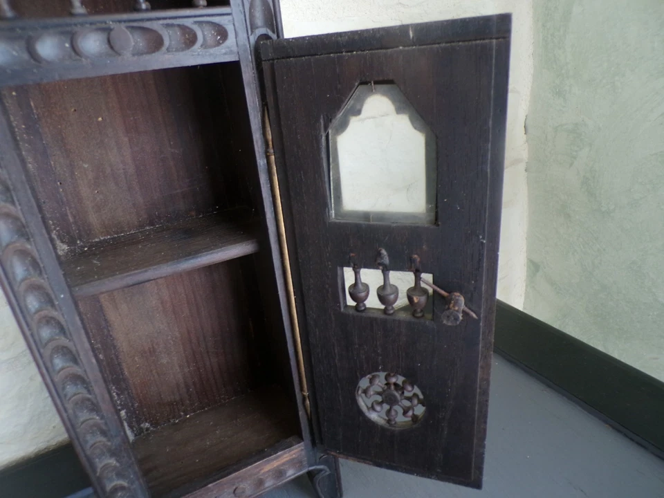 Rare grande armoire bretonne 1 porte pour poupée ancienne - Photo 4/4