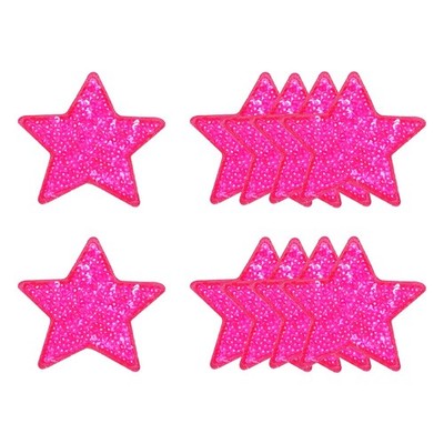 10 PCS Sequin Star Iron On Patches 2.6x2.4 Inch Embroidery Rose Red Repair