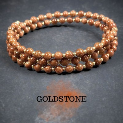 Goldstein - Memory Draht - Wickelarmband - echte Edelsteine - BMW126