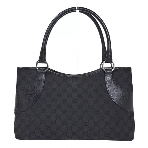 GUCCI GG Pattern Tote Bag Handbag GG Canvas Black 80BS141 From Japan