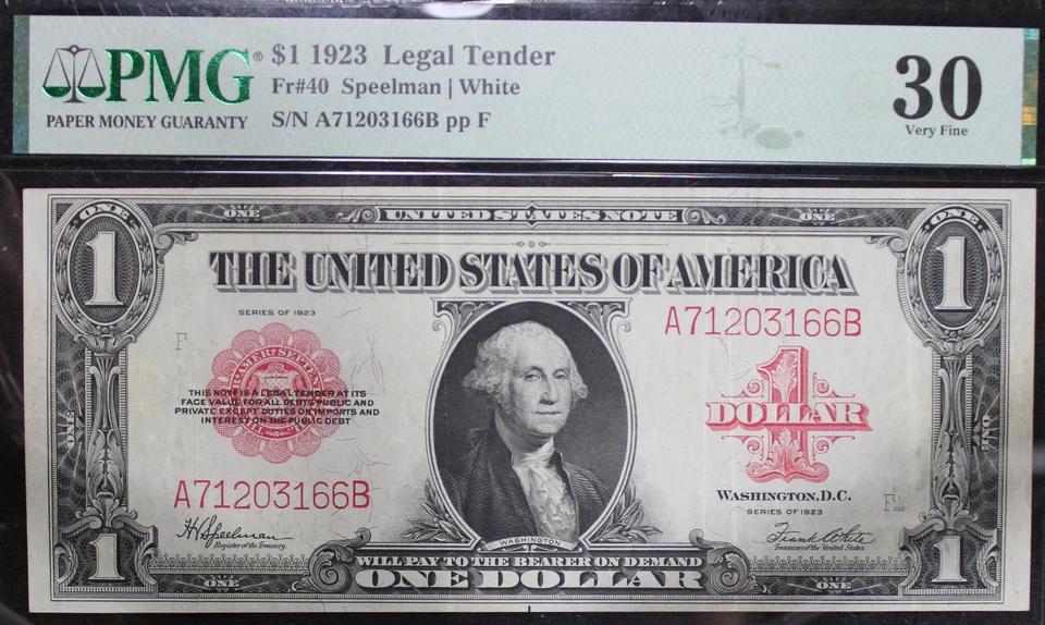 1923 VF30 Fr.40 Legal Tender 1$ , SN, A71203166B - Image 3 of 4