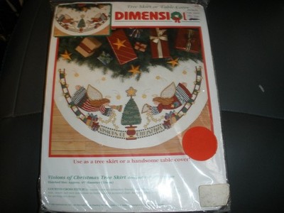 NEW Dimensions Visions of Christmas Tree Skirt 45'' Diameter Cross Stitch Kit