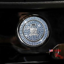 2PCS Bling Crystal Car Engine Start Ring Sticker, Sparkling Rhinestone Key Blue