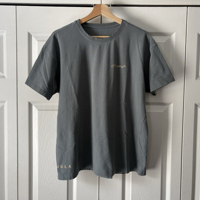 YoungLA Men s Gray Solid Logo Crew Neck Short Sleeve T-Shirt Size S
