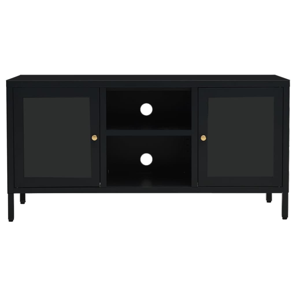 TV Cabinet Black Black powder-coated steel Medium Adjustable Feet