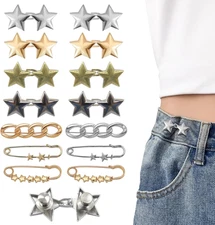 14 Set Pant Waist Tightener Star Buttons Pins for Loose Jeans Reusable Waist Cin