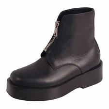 BOTTEGA Veneta BOOTS Short Zip Leather Shoes Women 38 (25cm) Black Used MOLO-0