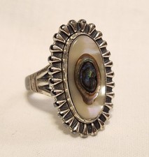 Vintage Southwestern Style Bell Trading Sterling Abalone Ring Size 7