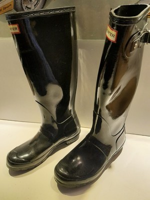 Hunter Gummi Stiefel tall schwarz glossy  Gr. 38 / UK 5 - Deko -