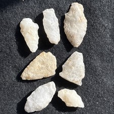 Indian Arrowhead Translucent White Quartz Set Of 7 From North Carolina Q138