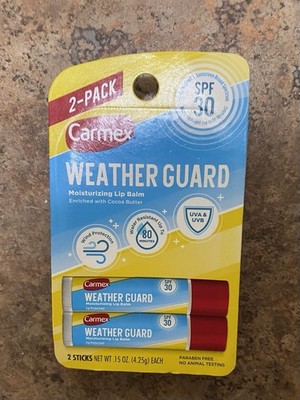Carmex Weather Guard Lip Balm With Cocoa Butter Lip Moisturizing SPF 30  2 Pack
