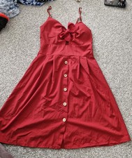 Damen Minikleid Knopfleiste Schleife rot/gelb...