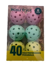 Pickle O'Joe Pack of 6 Pickleballs - 40 Holes Performance New Never Opened