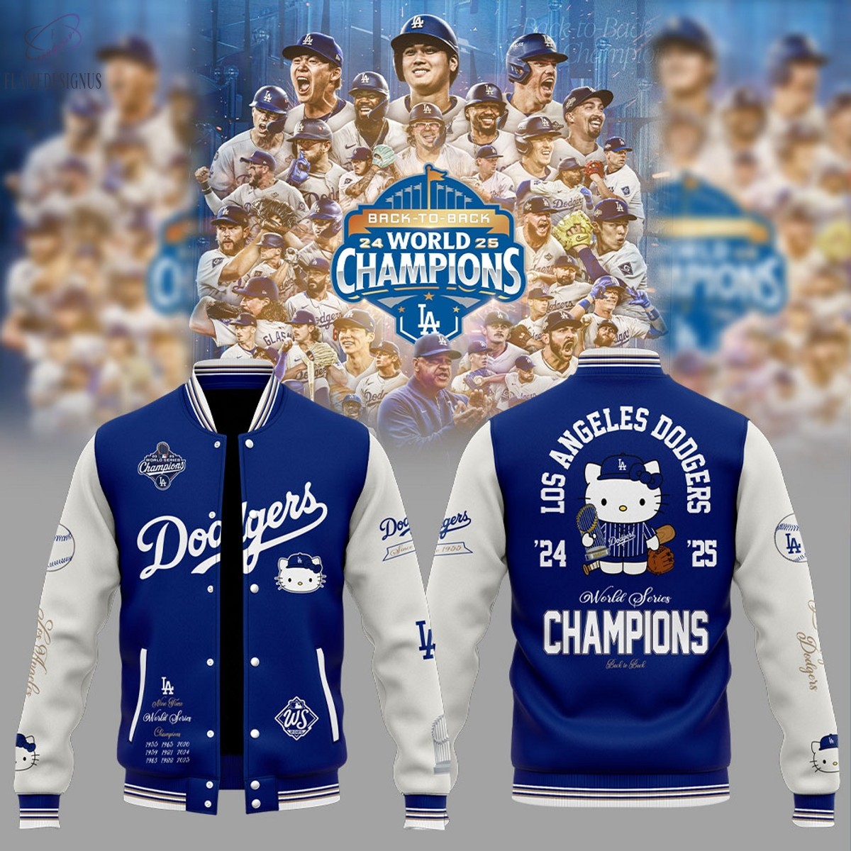 Los Angeles Dodger x Kitty 2025 World Series Champions Baseball Jacket