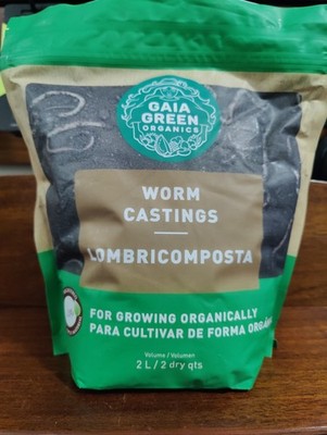 GAIA GREEN Worm Castings, 2L (2 dry qts) Manure of Earthworms in bag. Brand New!