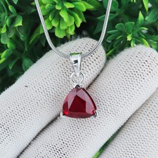 20 Ct Natural Blood Red Ruby Pendant 925 Sterling Silver With Silver Chain