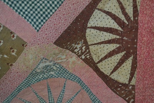 antiker Patchwork Quilt 58x83 Seeleute Kompass Top Farbe 19. Jh. Original - Bild 6 von 10