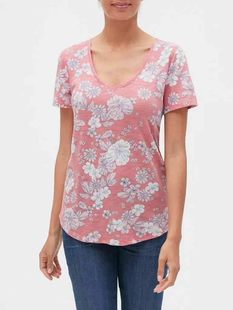 floral v neck t shirt