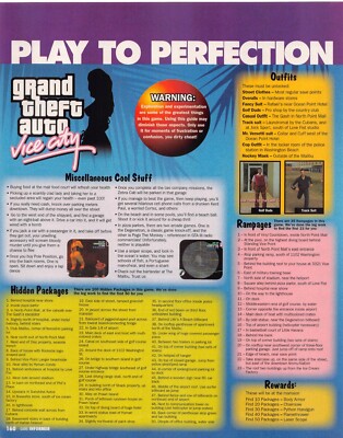 Grand Theft Auto Vice City Magazine Article Hidden Stuff Rampages Rewards Tips