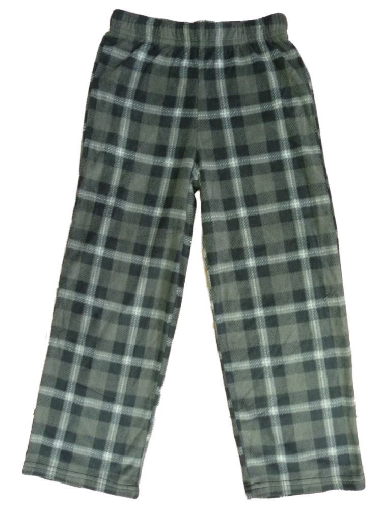 Jelli Fish Boys Gray Plaid Fleece Sleep Pants Pajama Bottoms XS