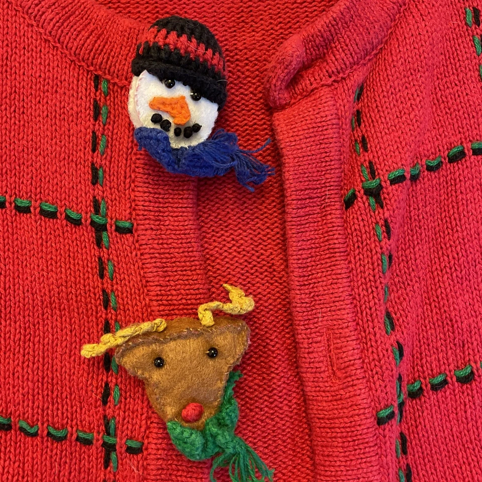 Cárdigan Suéter Navidad Feo Hierba Limón De Colección Para Mujer Mediano Foto 4 de 4