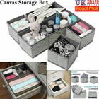 6 Section Canvas Storage Box Wardrobe Organiser Drawer Socks Ties Box Divide New