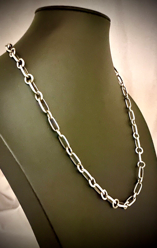 Handmade Sterling Silver Links & Os Chain 30.4 grams, 20" - 第 4/8 張圖片
