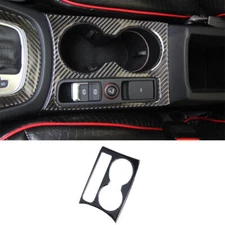 For Audi Q3 2013-2018 Carbon Fiber Vinyl Central Console Water Cup Cover Trim 1X