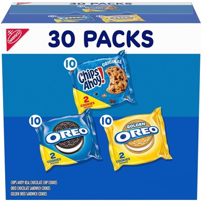Nabisco Sweet Treats Cookie Variety Pack OREO, OREO Golden & CHIPS AHOY, 30 Pack