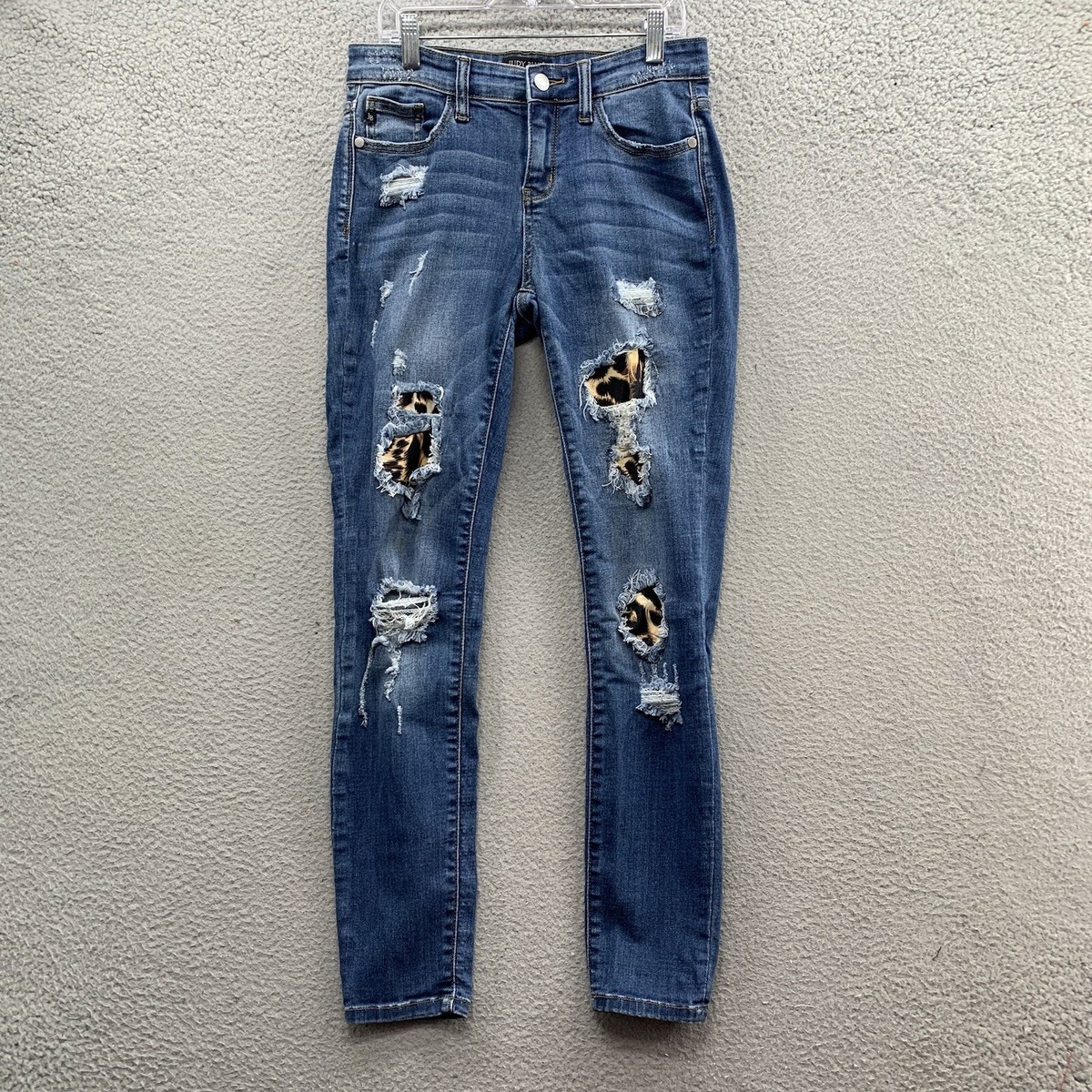 Judy Blue Leopard Print Distressed Jeans Judy Blue Skinny Fit