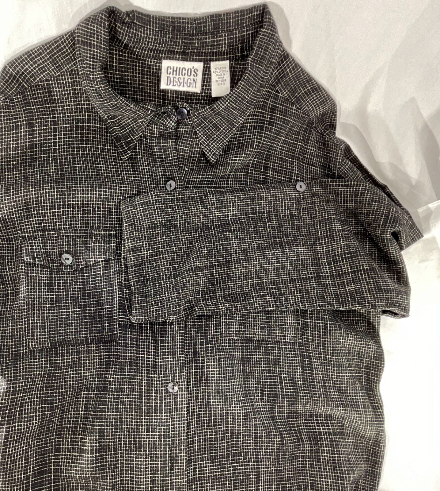 Chicos Design Button Down Collared Top Black Whit… - image 17