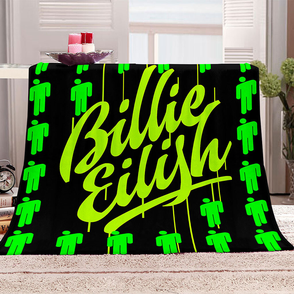 3D Singer Billie Eilish Fleece Blanket Soft Warm Sofa Bed Flannel Throw  Over UK