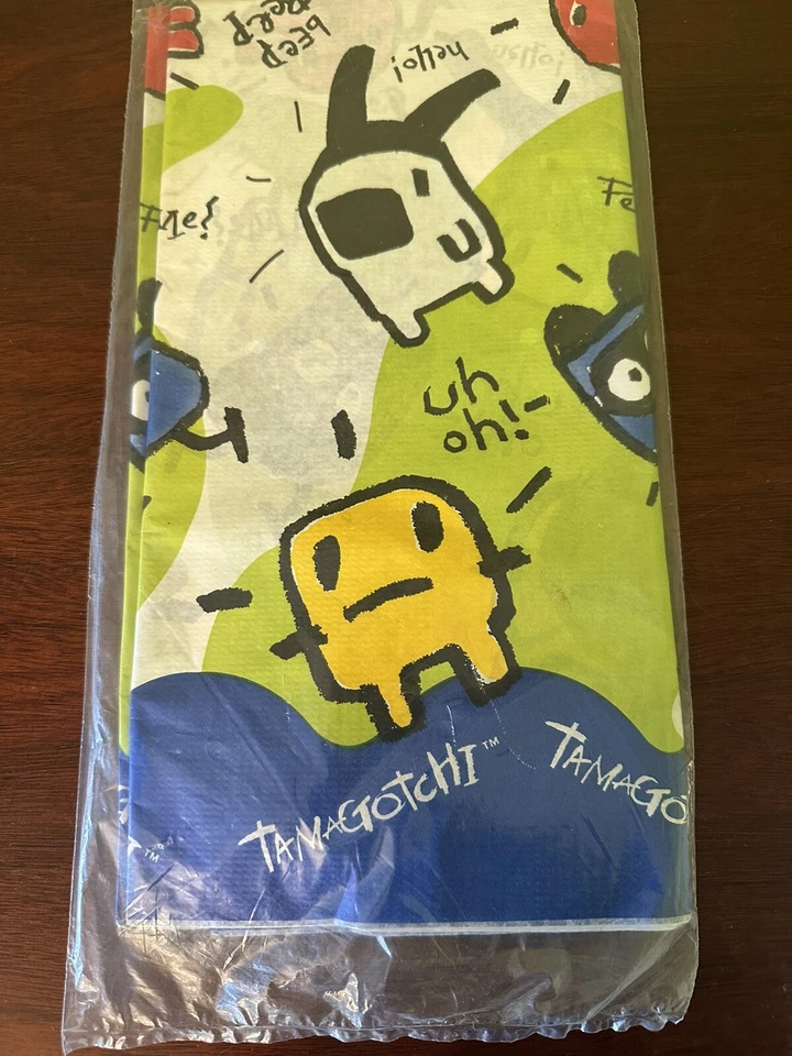 Vintage Gibson Tamagotchi Tablecover Birthday Party 54"x96" Made in USA 1997 - Image 3 of 4