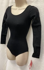 Capezio TB134C TB135 Long Sleeve Leotard Girls Ladies Black microfiber
