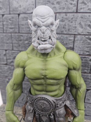 Custom 3d Printed Orc Fighter (H) Headsculpt For Mythic Legions 1/12 OGRE Scale