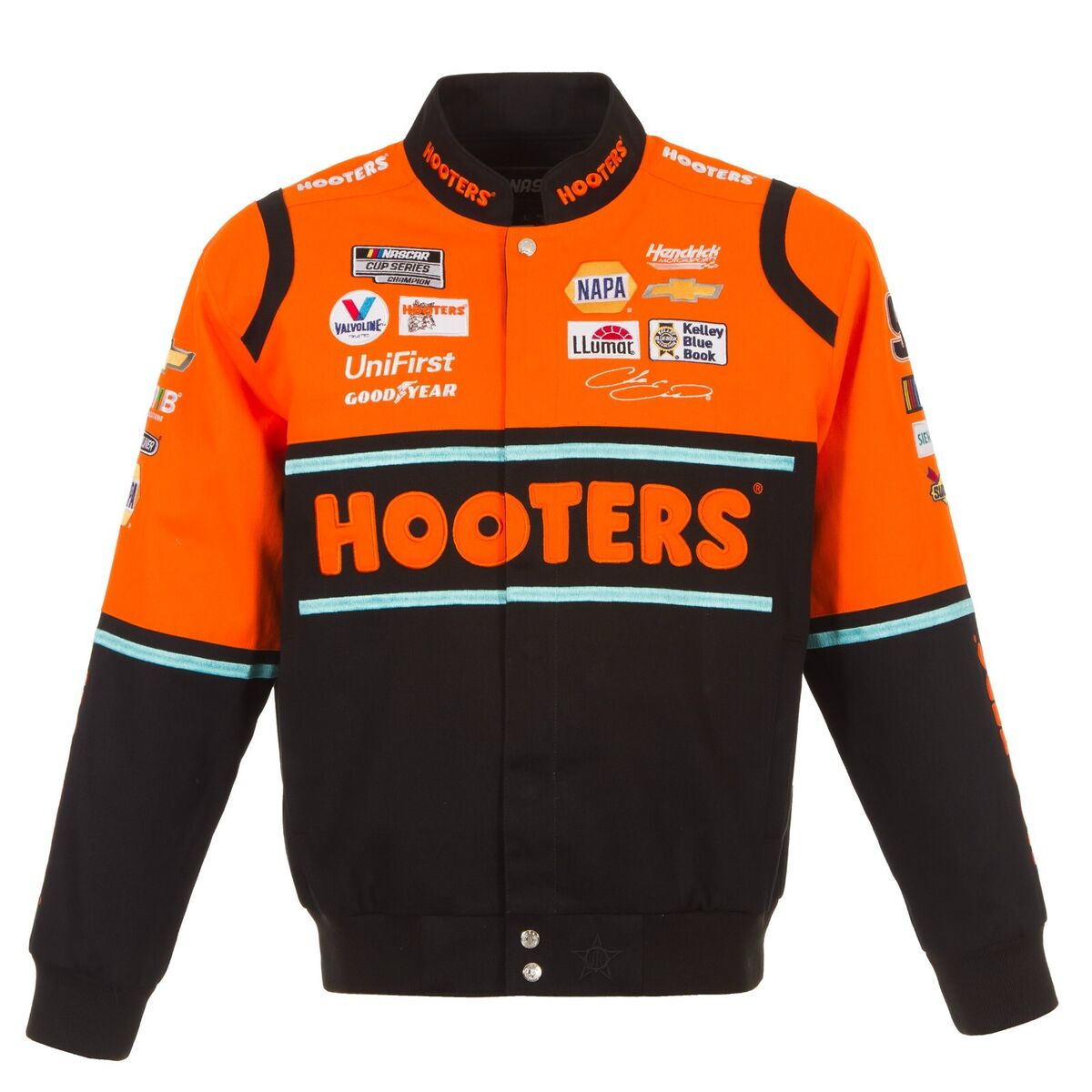 Chase Elliott JH Design Black Orange Hooters Cotton Twill Chase Elliott JH Design Black Orange Hooters Cotton Twill