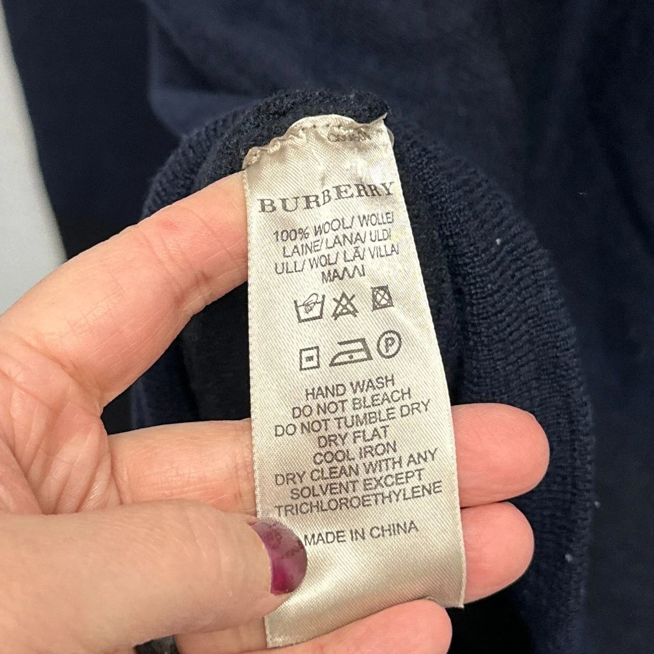 Felpa con cappuccio Burberry Brit uomo lana blu a quadri blu navy marrone taglia large